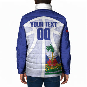 Haiti Basketball Custom Padded Jacket Ayiti Coat Of Arms White Sporty Style
