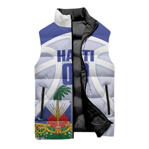 Haiti Basketball Custom Sleeveless Puffer Jacket Ayiti Coat Of Arms White Sporty Style