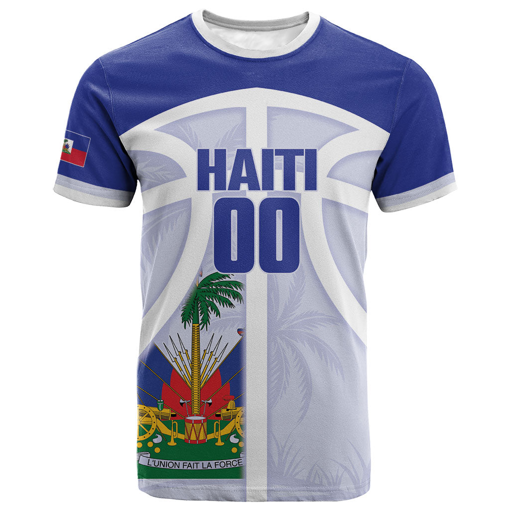 Haiti Basketball Custom T shirt Ayiti Coat Of Arms White Sporty Style