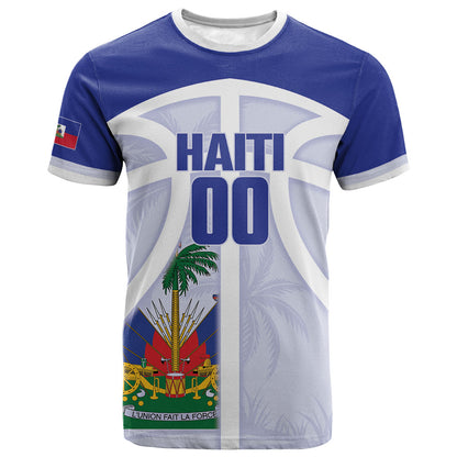 Haiti Basketball Custom T shirt Ayiti Coat Of Arms White Sporty Style