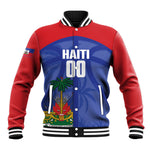 Haiti Basketball Custom Baseball Jacket Ayiti Coat Of Arms Blue Sporty Style