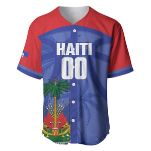 Haiti Basketball Custom Baseball Jersey Ayiti Coat Of Arms Blue Sporty Style