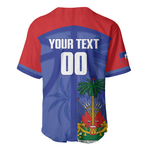 Haiti Basketball Custom Baseball Jersey Ayiti Coat Of Arms Blue Sporty Style