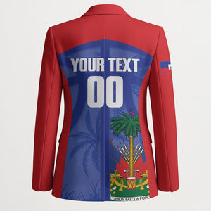Haiti Basketball Custom Blazer Ayiti Coat Of Arms Blue Sporty Style