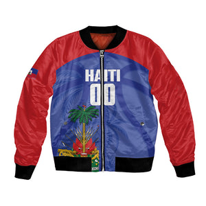 Haiti Basketball Custom Bomber Jacket Ayiti Coat Of Arms Blue Sporty Style