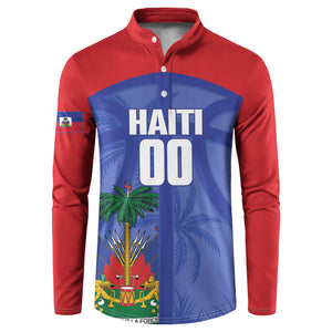 Haiti Basketball Custom Button Sweatshirt Ayiti Coat Of Arms Blue Sporty Style
