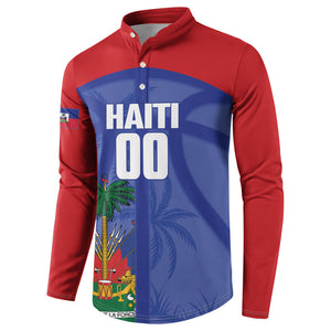 Haiti Basketball Custom Button Sweatshirt Ayiti Coat Of Arms Blue Sporty Style
