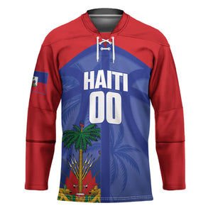 Haiti Basketball Custom Hockey Jersey Ayiti Coat Of Arms Blue Sporty Style