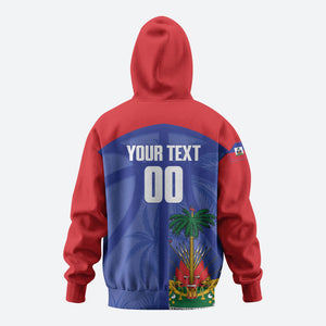 Haiti Basketball Custom Hoodie Ayiti Coat Of Arms Blue Sporty Style