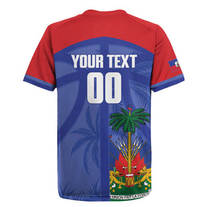 Haiti Basketball Custom Rugby Jersey Ayiti Coat Of Arms Blue Sporty Style