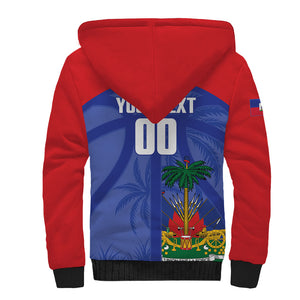 Haiti Basketball Custom Sherpa Hoodie Ayiti Coat Of Arms Blue Sporty Style