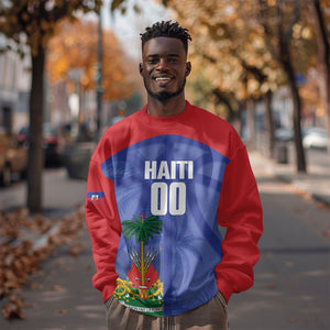 Haiti Basketball Custom Sweatshirt Ayiti Coat Of Arms Blue Sporty Style