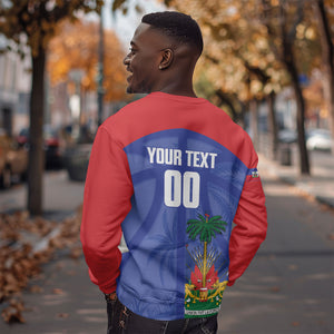 Haiti Basketball Custom Sweatshirt Ayiti Coat Of Arms Blue Sporty Style