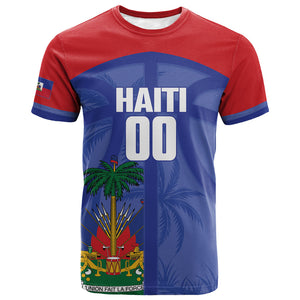 Haiti Basketball Custom T shirt Ayiti Coat Of Arms Blue Sporty Style