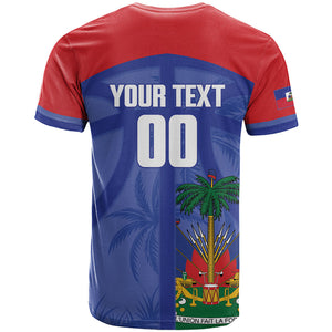 Haiti Basketball Custom T shirt Ayiti Coat Of Arms Blue Sporty Style