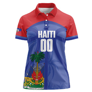 Haiti Basketball Custom Women Polo Shirt Ayiti Coat Of Arms Blue Sporty Style