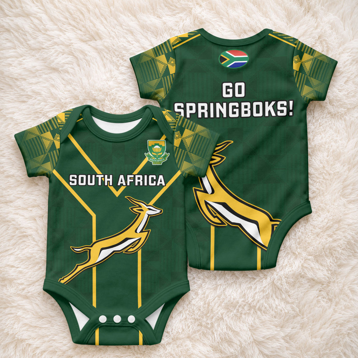 South Africa Rugby Baby Onesie Go Champions World Cup Springboks