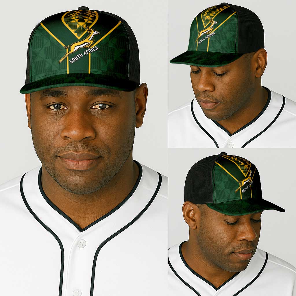 South Africa Rugby Baseball Net Cap Go Champions Springboks Kente Pattern