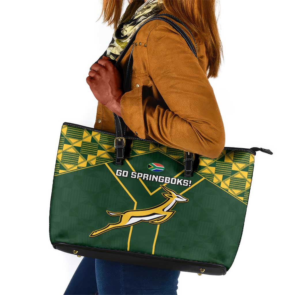 South Africa Rugby Leather Tote Bag Go Champions Springboks