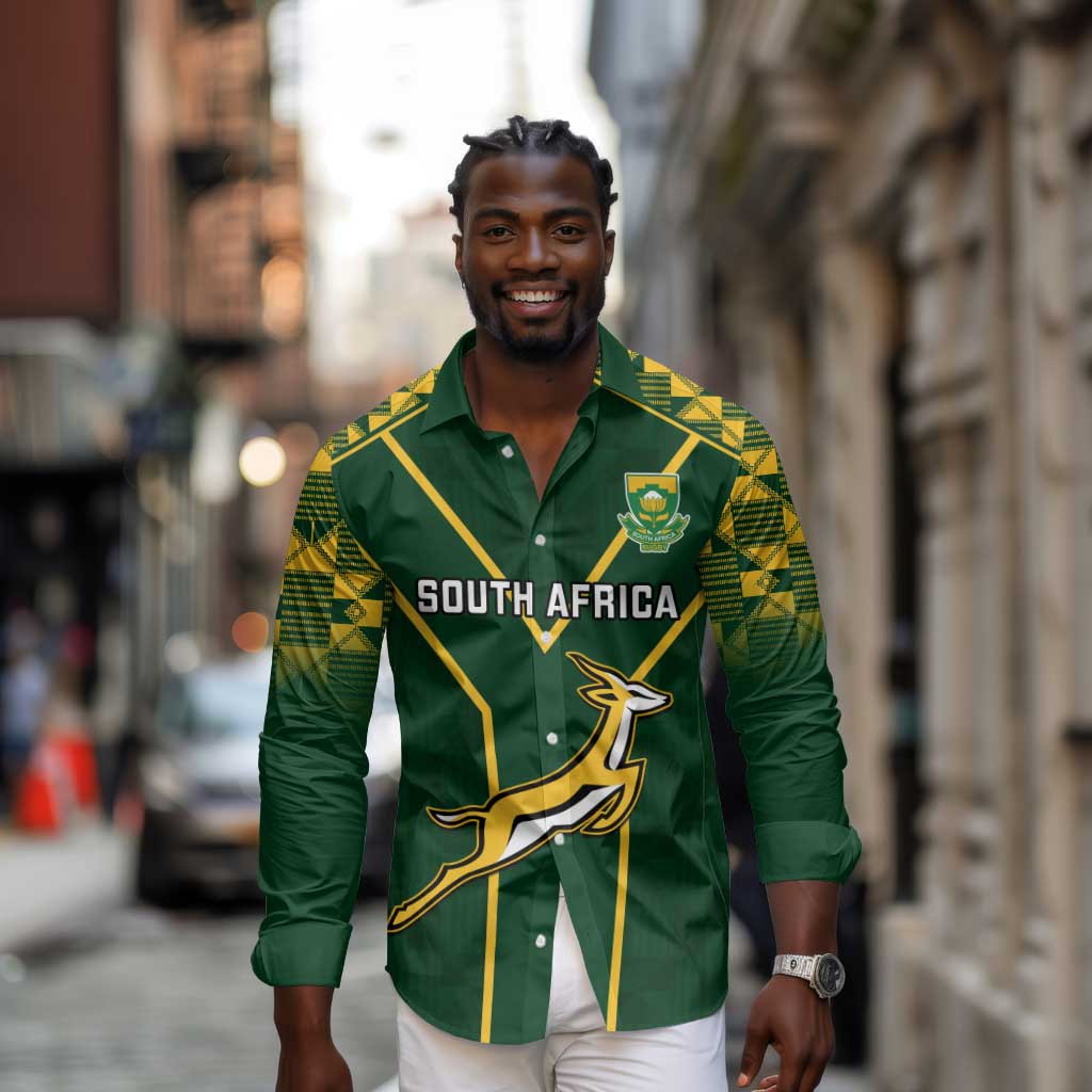 South Africa Rugby Long Sleeve Button Shirt Go Champions Springboks