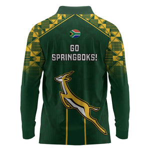 South Africa Rugby Long Sleeve Polo Shirt Go Champions Springboks