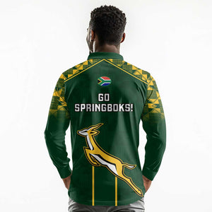 South Africa Rugby Long Sleeve Polo Shirt Go Champions Springboks