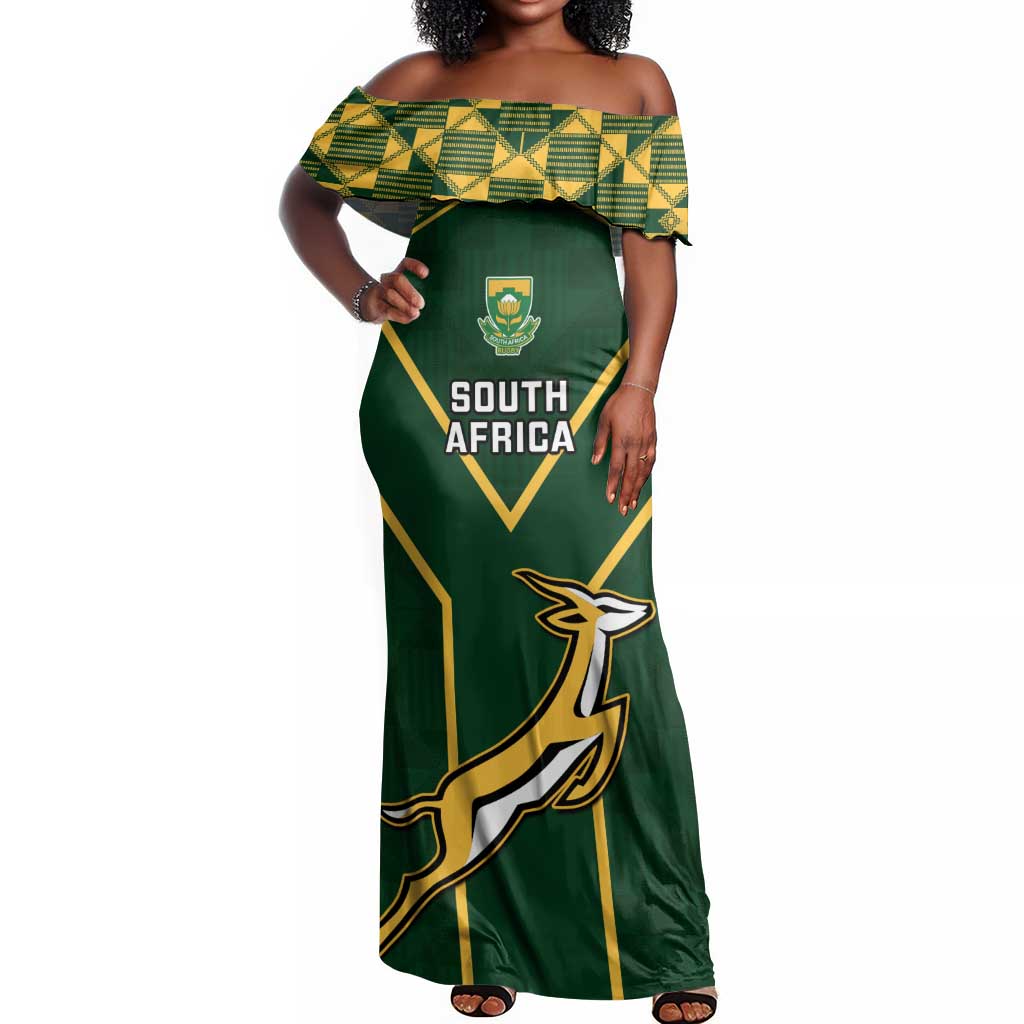 South Africa Rugby Off Shoulder Maxi Dress Go Champions Springboks