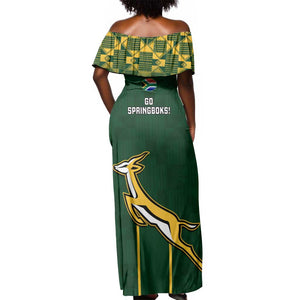 South Africa Rugby Off Shoulder Maxi Dress Go Champions Springboks