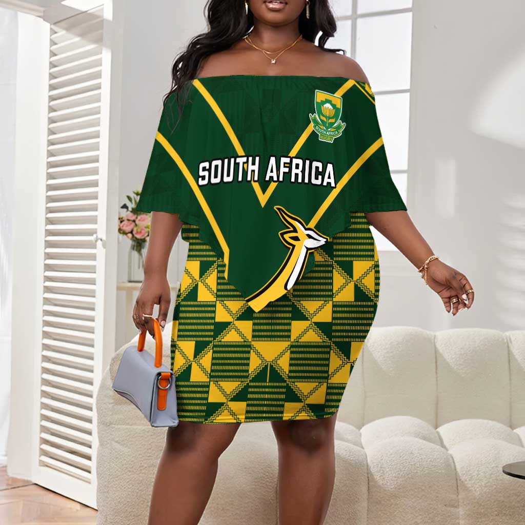 South Africa Rugby Off Shoulder Short Dress Go Champions Springboks LT14