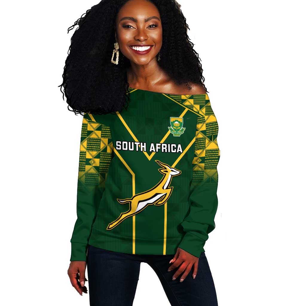 South Africa Rugby Off Shoulder Sweater Go Champions Springboks