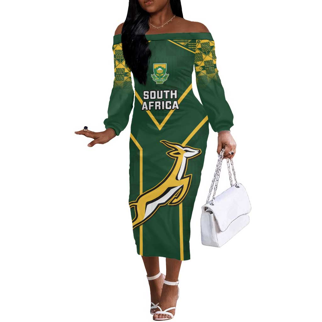 South Africa Rugby Off The Shoulder Long Sleeve Dress Go Champions Springboks