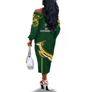 South Africa Rugby Off The Shoulder Long Sleeve Dress Go Champions Springboks