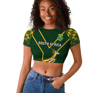 South Africa Rugby Raglan Cropped T shirt Go Champions Springboks