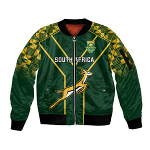 South Africa Rugby Sleeve Zip Bomber Jacket Go Champions Springboks