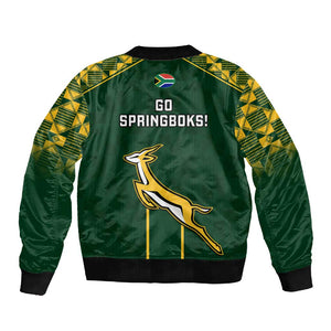 South Africa Rugby Sleeve Zip Bomber Jacket Go Champions Springboks