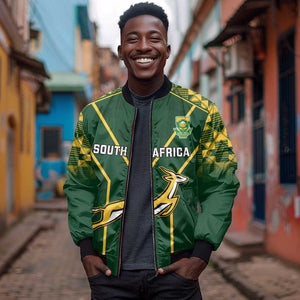 South Africa Rugby Sleeve Zip Bomber Jacket Go Champions Springboks