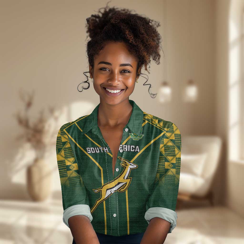 South Africa Rugby Women Casual Shirt Go Champions Springboks