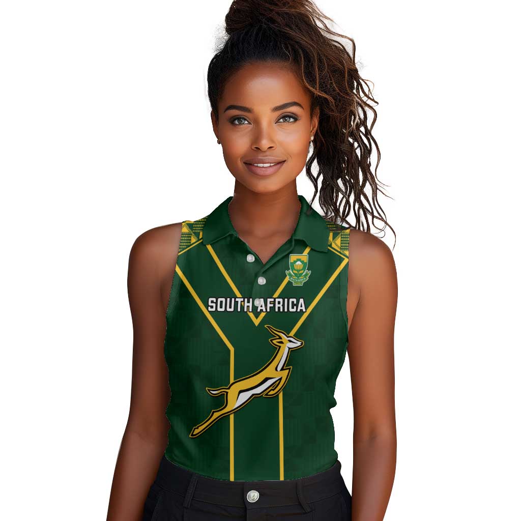 South Africa Rugby Women Sleeveless Polo Shirt Go Champions Springboks