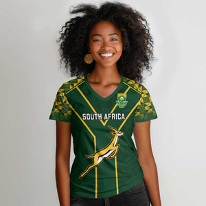 South Africa Rugby Women V-Neck T-Shirt Go Champions Springboks