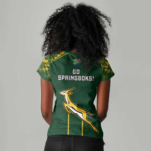 South Africa Rugby Women V-Neck T-Shirt Go Champions Springboks