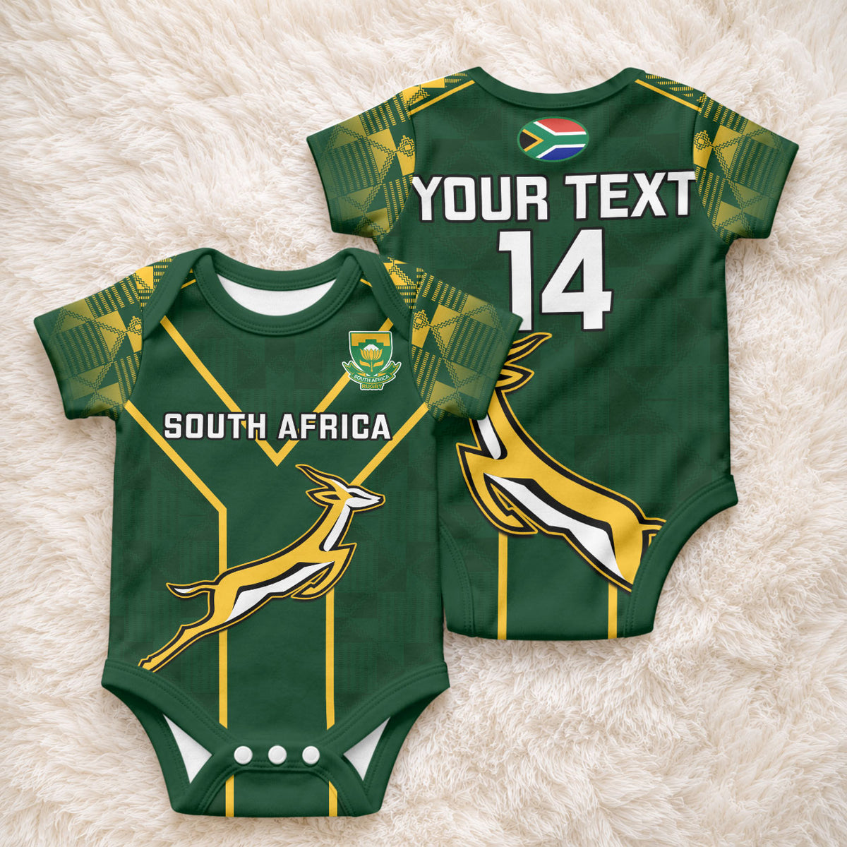 Custom South Africa Rugby Baby Onesie Go Champions World Cup Springboks