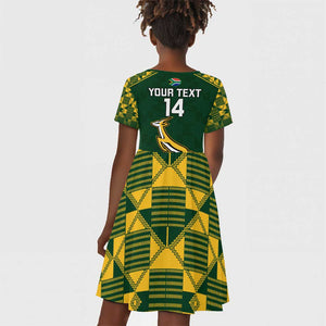 Custom South Africa Rugby Kid Short Sleeve Dress Go Champions Springboks