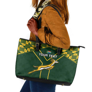 Custom South Africa Rugby Leather Tote Bag Go Champions Springboks