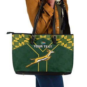 Custom South Africa Rugby Leather Tote Bag Go Champions Springboks