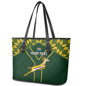 Custom South Africa Rugby Leather Tote Bag Go Champions Springboks