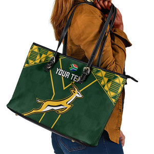 Custom South Africa Rugby Leather Tote Bag Go Champions Springboks