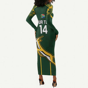 Custom South Africa Rugby Long Sleeve Bodycon Dress Go Champions Springboks