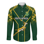 Custom South Africa Rugby Long Sleeve Button Shirt Go Champions Springboks