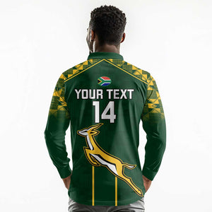 Custom South Africa Rugby Long Sleeve Polo Shirt Go Champions Springboks