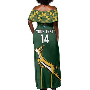 Custom South Africa Rugby Off Shoulder Maxi Dress Go Champions Springboks